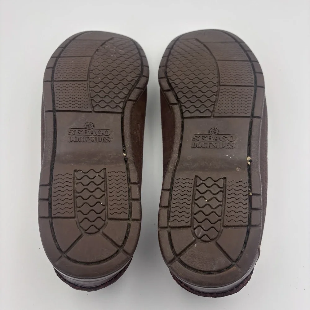 Sebago Docksides Mens Brown Leather Boat Shoes 8.5 Dark Soles